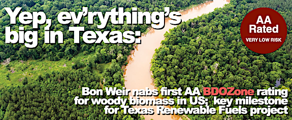 Yep, ev’rything’s big in Texas: Bon Weir, TX nabs first AA BDOZone rating  for woody biomass in US