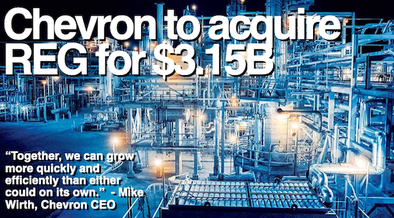 Chevron to acquire Renewable Energy Group for $3.15 billion